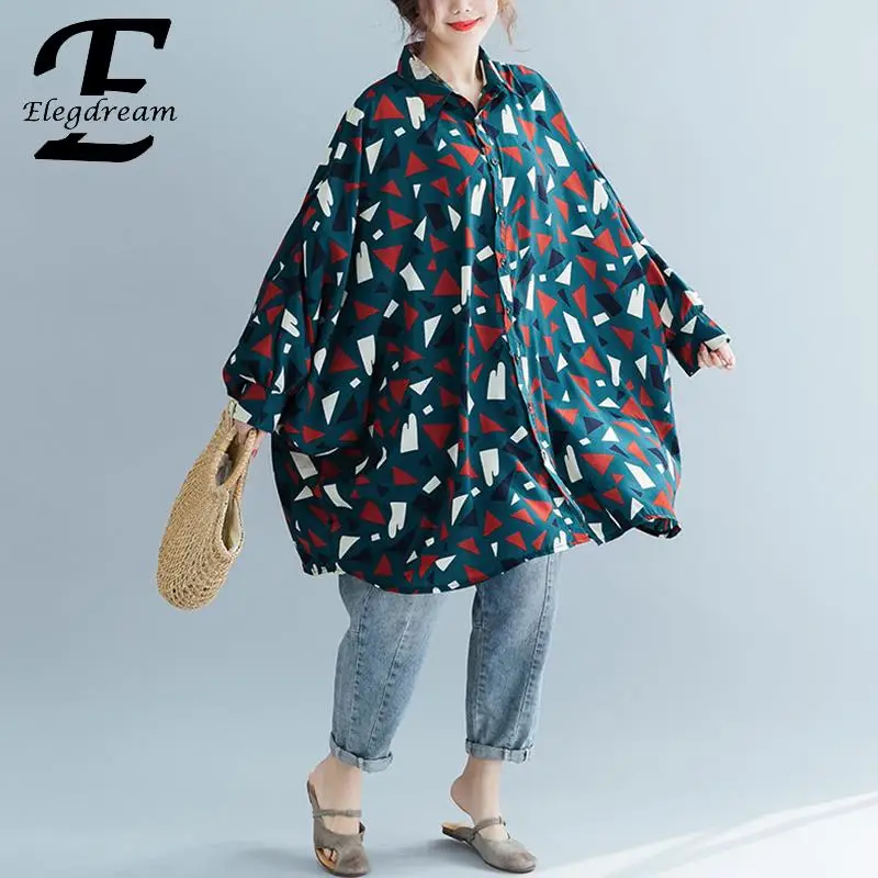 Elegdream/женская одежда больших размеров рубашка для девочек модная Осенняя блузка