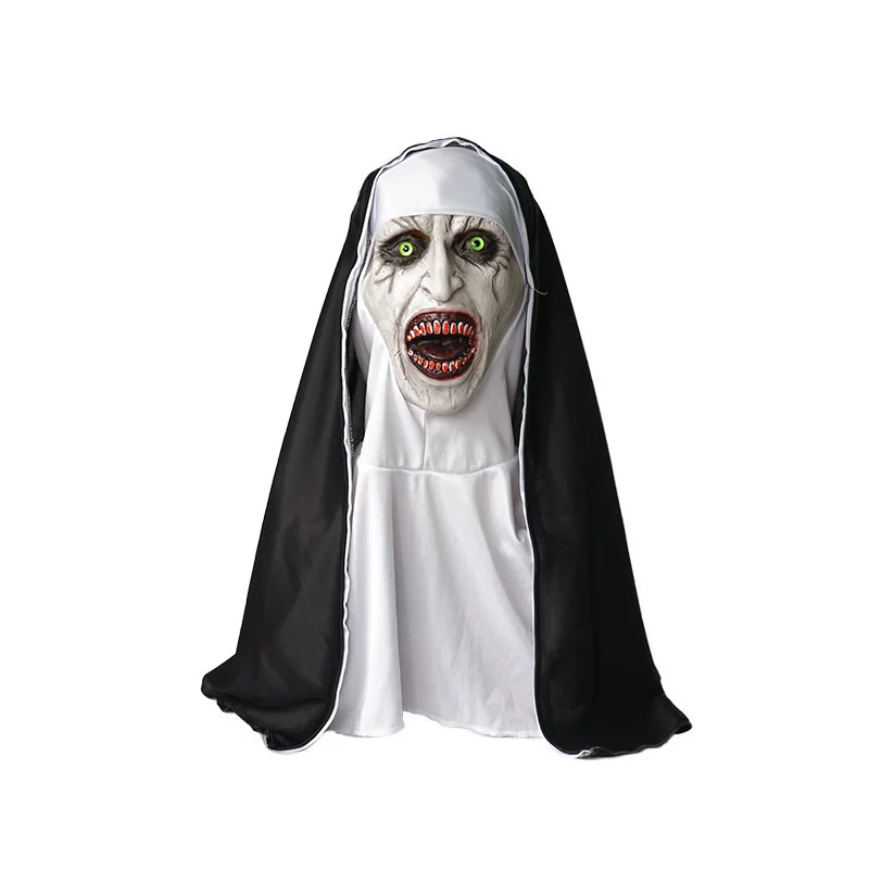 

Вызов 2 монахини женская маска Хэллоуин страшная макияжная маска хитрый призрак лицо триллер страшный латексный головной убор монахин Маск...