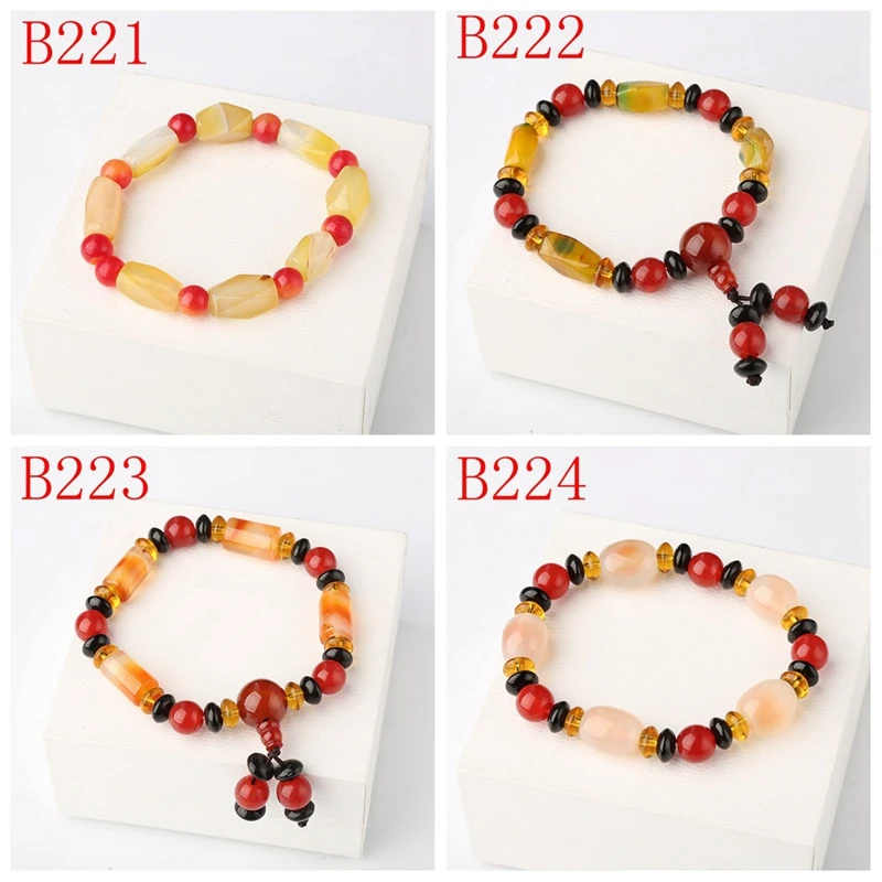 Женский браслет с бусинами из натурального камня унисекс эластичной веревки