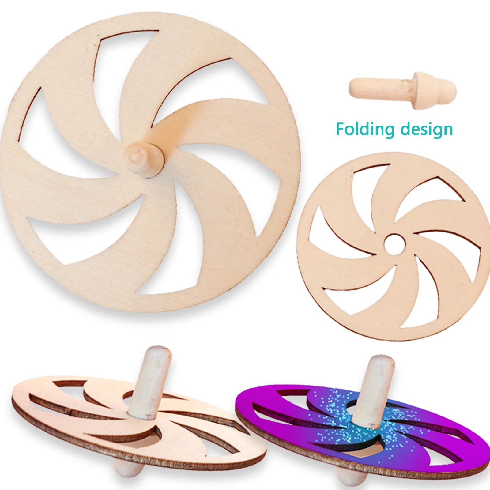 

5PCS DIY Wooden White Embryo Gyro Children's Painting Painted Color Painted Gyro