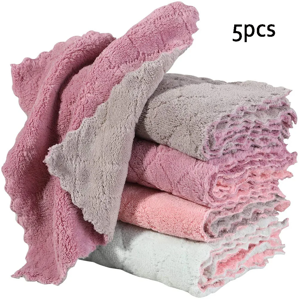 

5PCS Super Absorbent Microfiber Kitchen Dish Cloth High-efficiency Tableware Household Cleaning Towel Kitchen Tools Gadgets Home
