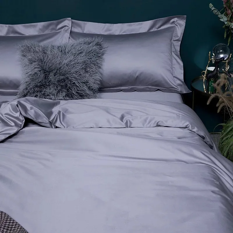 

100% Island cotton 100s King Queen Size Gray Beige Blue Wine Red Colors Flat Sheet Duvet Cover Pillowcases 4 pieces set on sale
