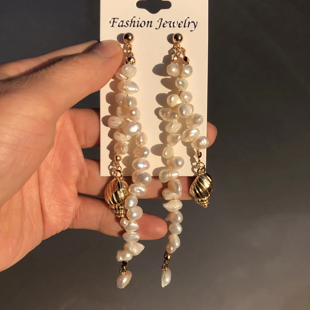 Серьги KBJW с настоящими жемчужинами и кисточками ювелирные изделия неправильным