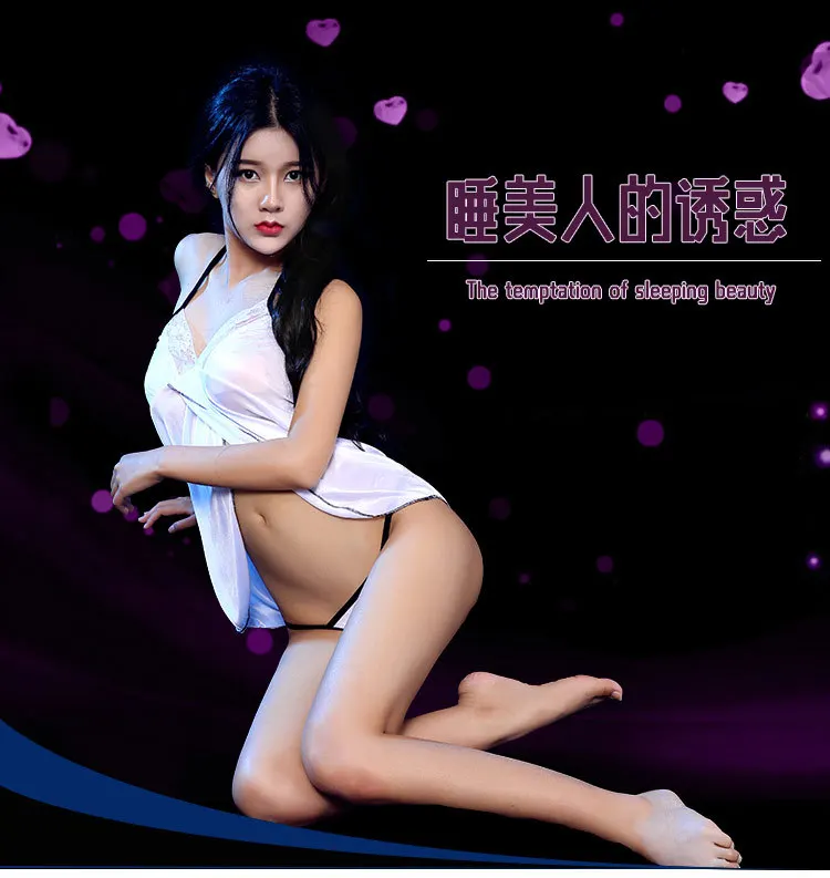 Пикантная женская ночная рубашка с подвесной юбкой кружевное пижамное платье