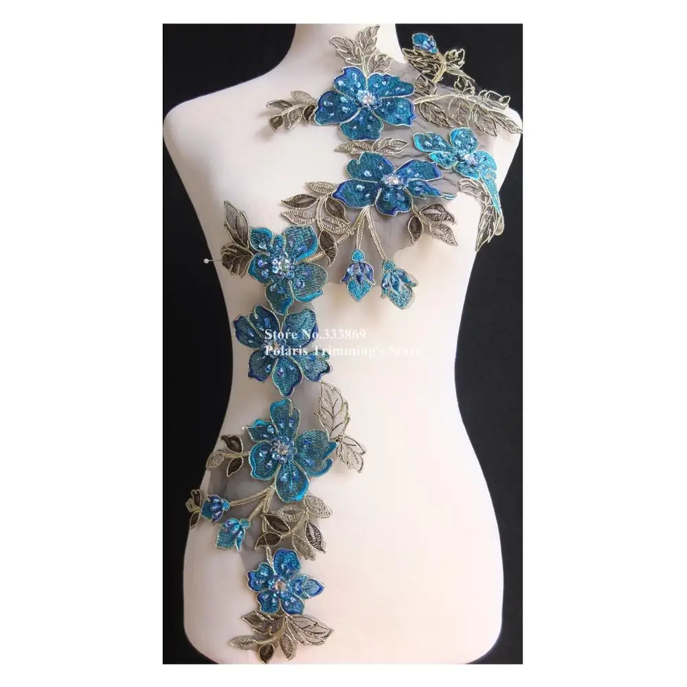 2 шт./лот ручная работа длинные тона синий/Золотой расшитые стразами 3d шнурки с