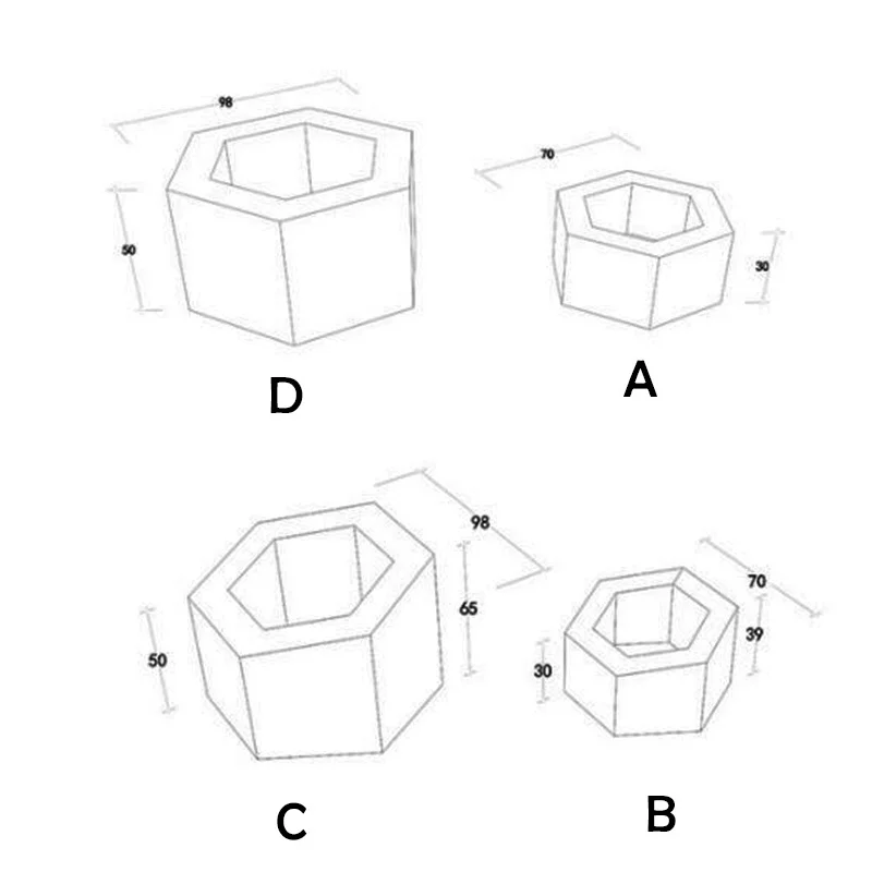 C 9.8X5X6.5CM Квадратный бетонный подсвечник, силиконовая форма для украшения дома, свадьбы, цементный подсвечник, гипсовая ручная форма - Цвет: C 9.8X5X6.5CM
