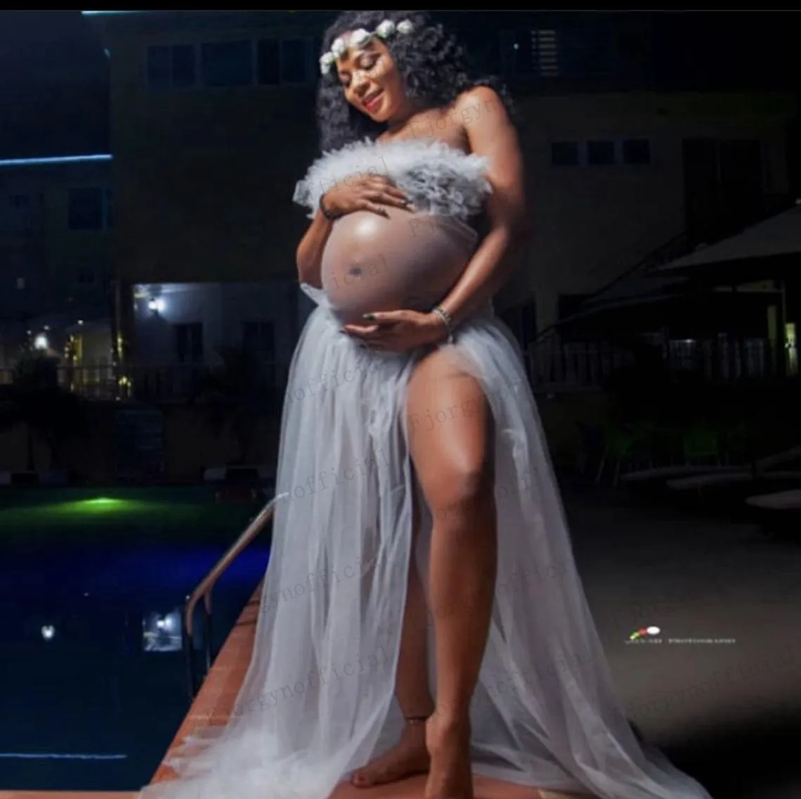 Соблазнительное прозрачное Тюлевое платье без бретелек для беременных женщин для фотосъемки пляжное платье на день рождения Тюлевое плать...