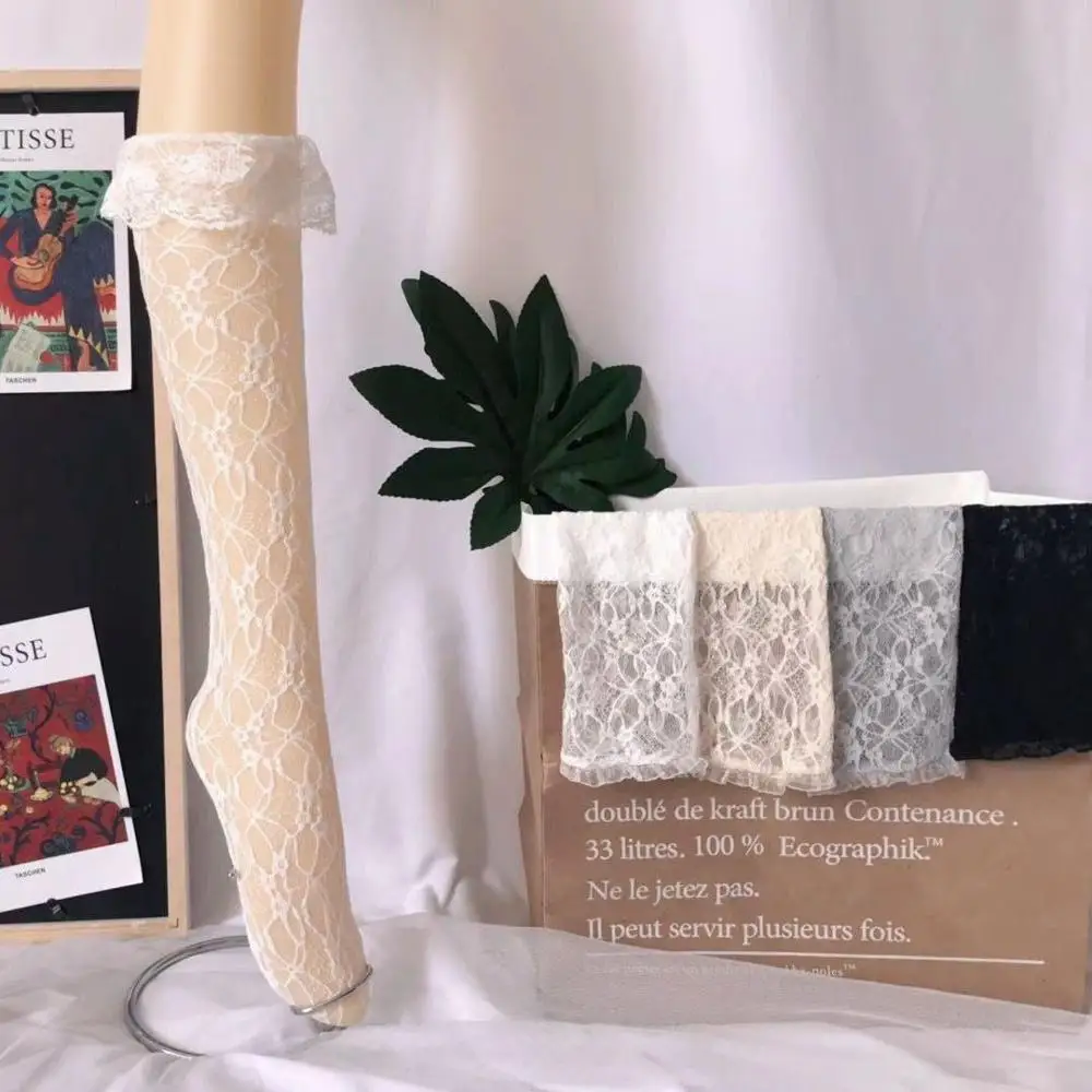 Женские сексуальные черные весенне-летние Прозрачная сетка кружевные носки