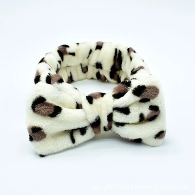 Brown Leopard Аксессуары для волос с буквенным принтом OMG, ободки для женщин, коралловый флис, мягкий бант, для девушек, для мытья лица, заколки для волос, повязки для волос, головные уборы - Цвет: Brown Leopard