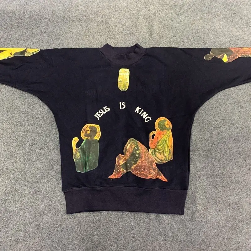 

Свитшот Kanye West Jesus Is худи с королем, мужской, женский, мужской, с цифровыми инъекциями, уличная одежда в стиле хип-хоп, пуловер с капюшоном