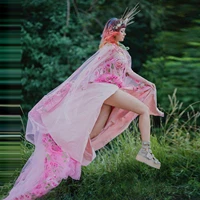 light pink sweetheart prom dress floral dress floor length long evening dress for women photo shoot high side slit tulle dress