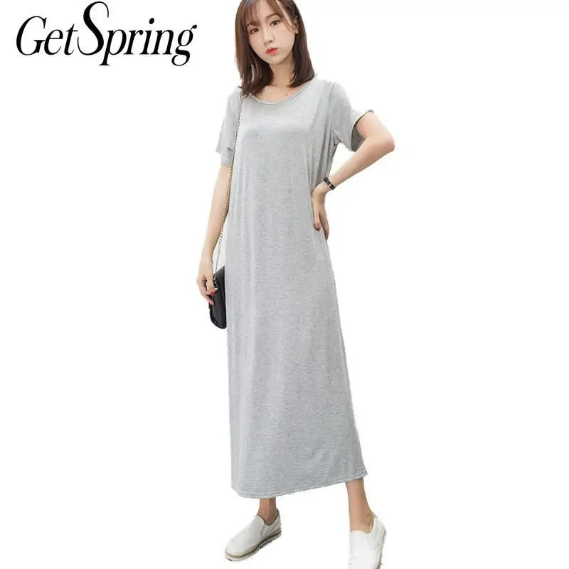 Женское длинное Повседневное платье GetSpring однотонное футболка из модала с