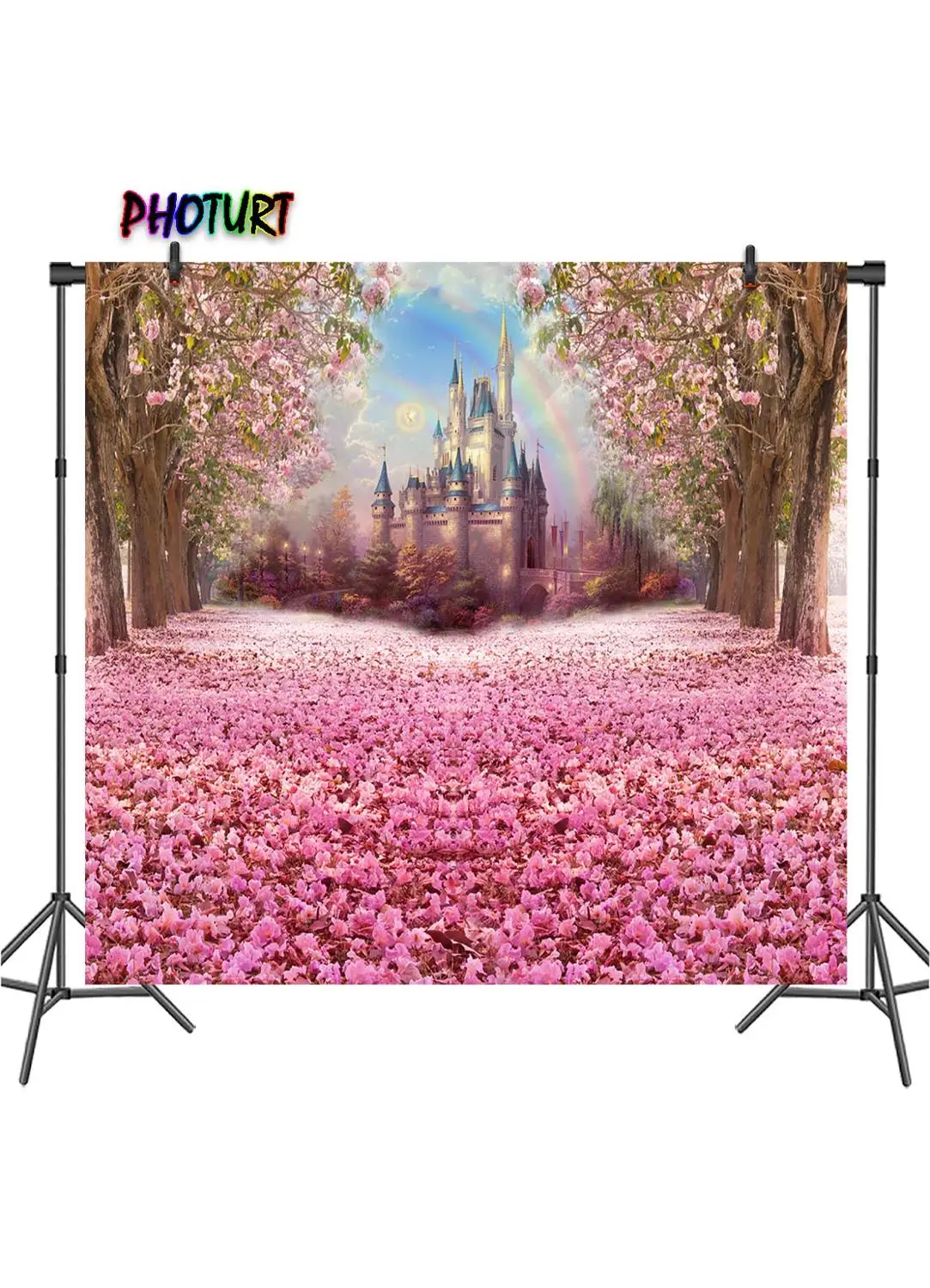 Фотофон с изображением замка Диснейленда для фотосъемки дня рождения свадьбы