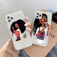 for iphone 11 12 13 pro se 2 case melanin poppin african black girl clear cover for iphone x xr xs max 7 8 6 6s 13 pro case