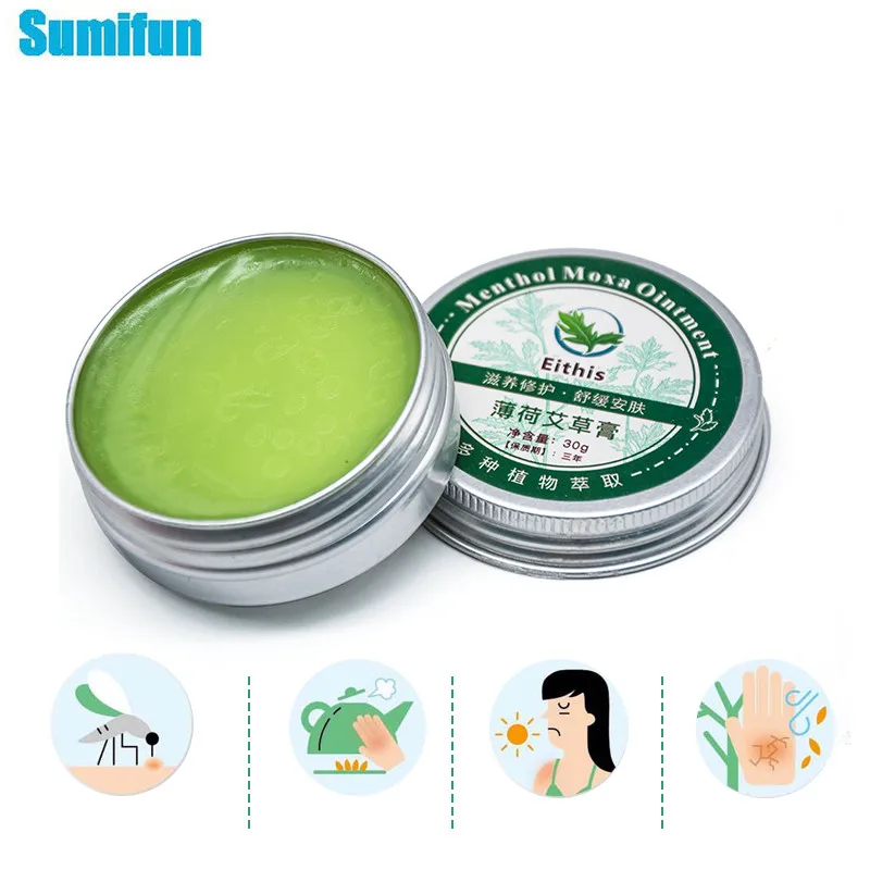 

30g Thailand Original Mint Wormwood Cooling Cream Herbal Grass Refresh Anti Mosquito Bites Dizziness Headache Relief Ointment