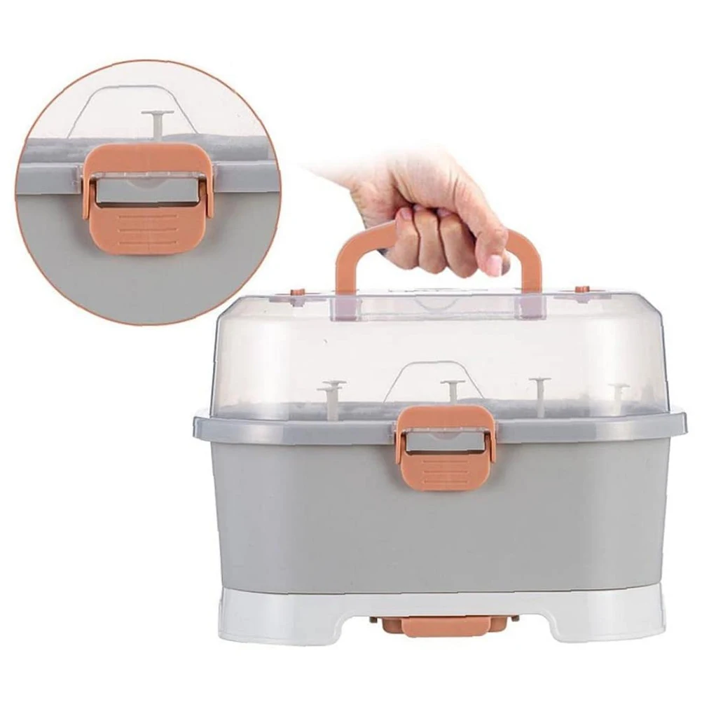 

Портативный ящик для хранения детских бутылочек, сушилка для бутылочек для кормления ребенка С Пылезащитным чехлом, органайзер для бутылоч...