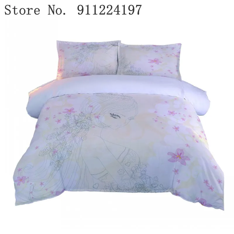 

Home Textile Simple Duvet Cover Comforter Bedding Set Sketch Girl Printing 3pcs Quilt Cover Single Double Queen King Size
