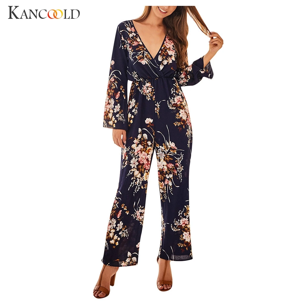 Женский комбинезон с длинным рукавом KANCOOLD Осенний клубный v образным вырезом и