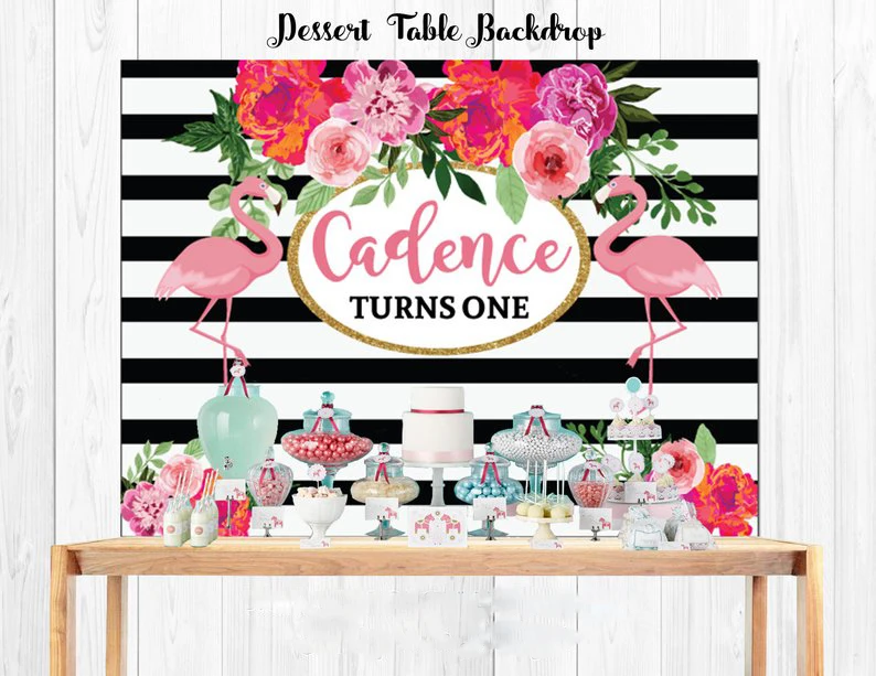 

custom flamingo bird flowers happy birthday baby child photo background photography backdrops quality vinyl