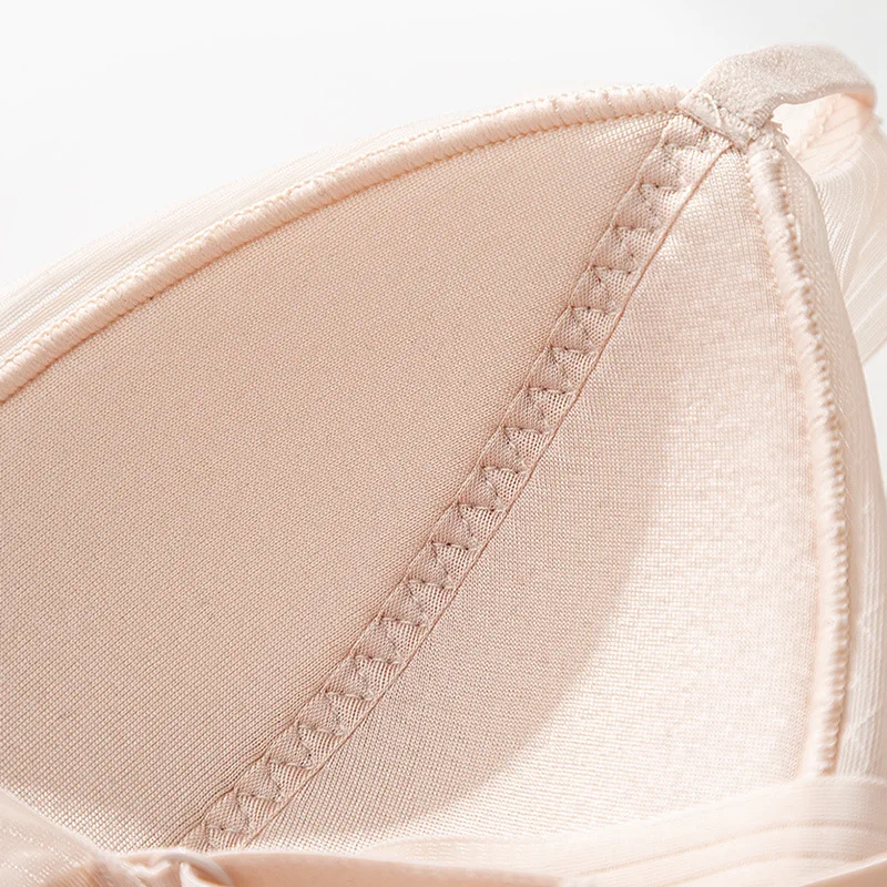 

French bra silk girl chest small triangle cup without rims sexy underwear bra lace non-trace thin model