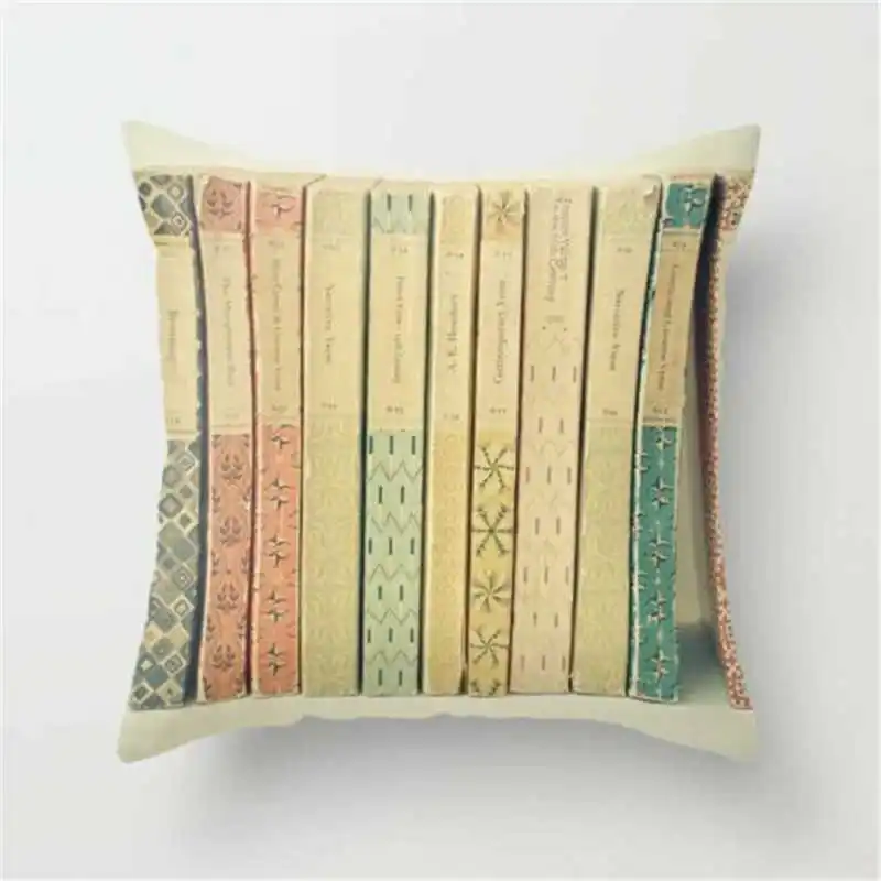 Чехол для подушки 18 дюймов с принтом книги хлопковый льняной наволочка домашнего