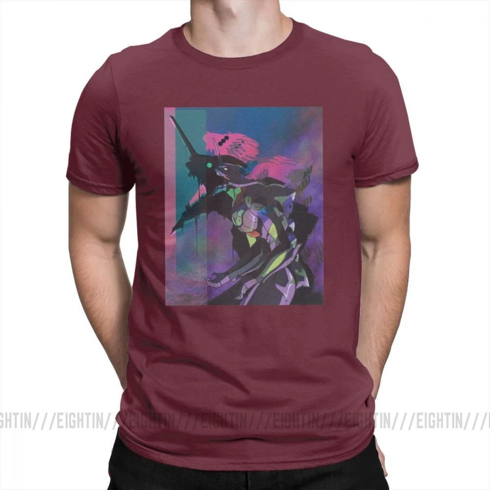 Evangelion Vapor единица 01 Повседневная футболка мужская одежда с короткими рукавами белая футболка из хлопка с круглым вырезом - Цвет: Burgundy