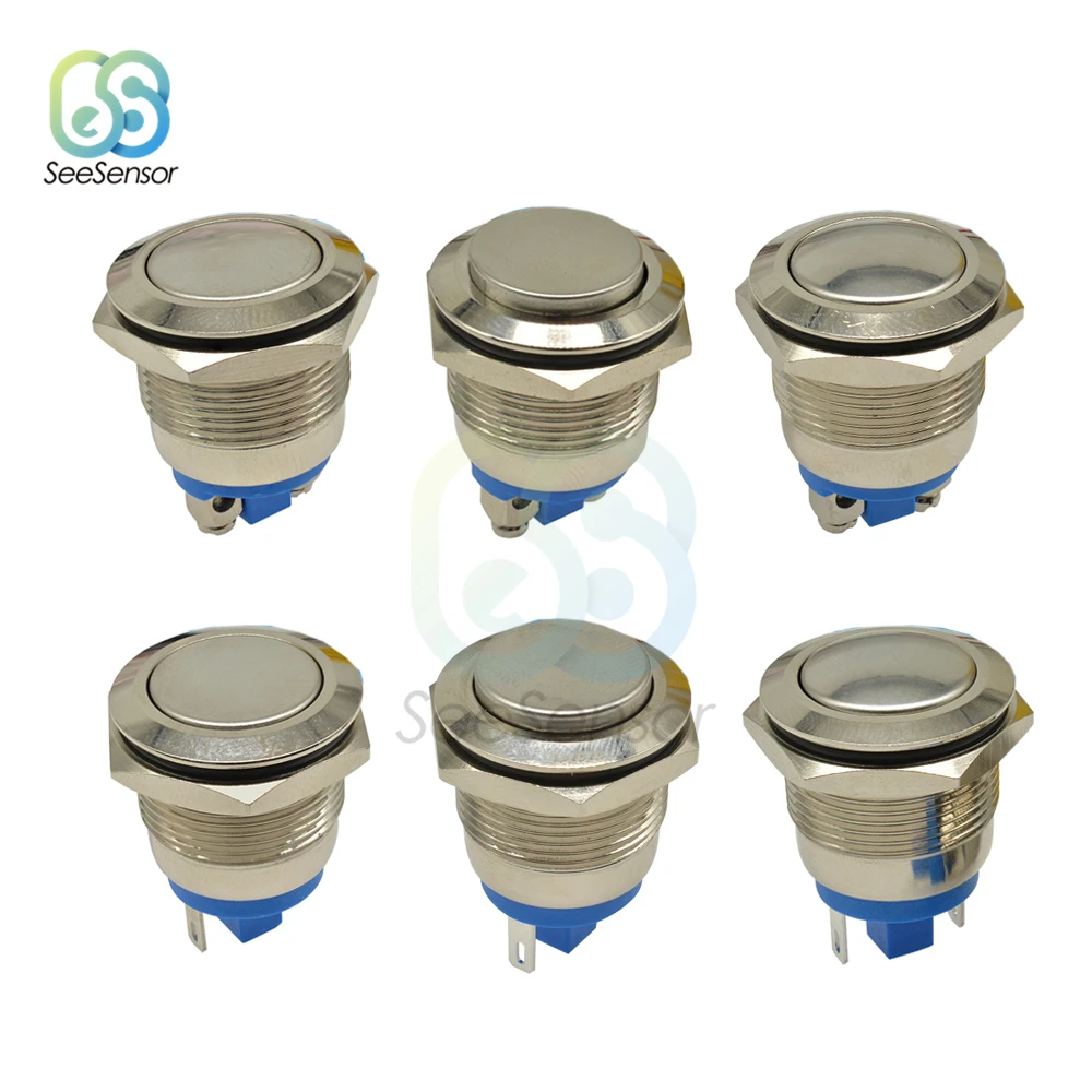 Металлический кнопочный переключатель никелированная латунь 19 мм мгновенный