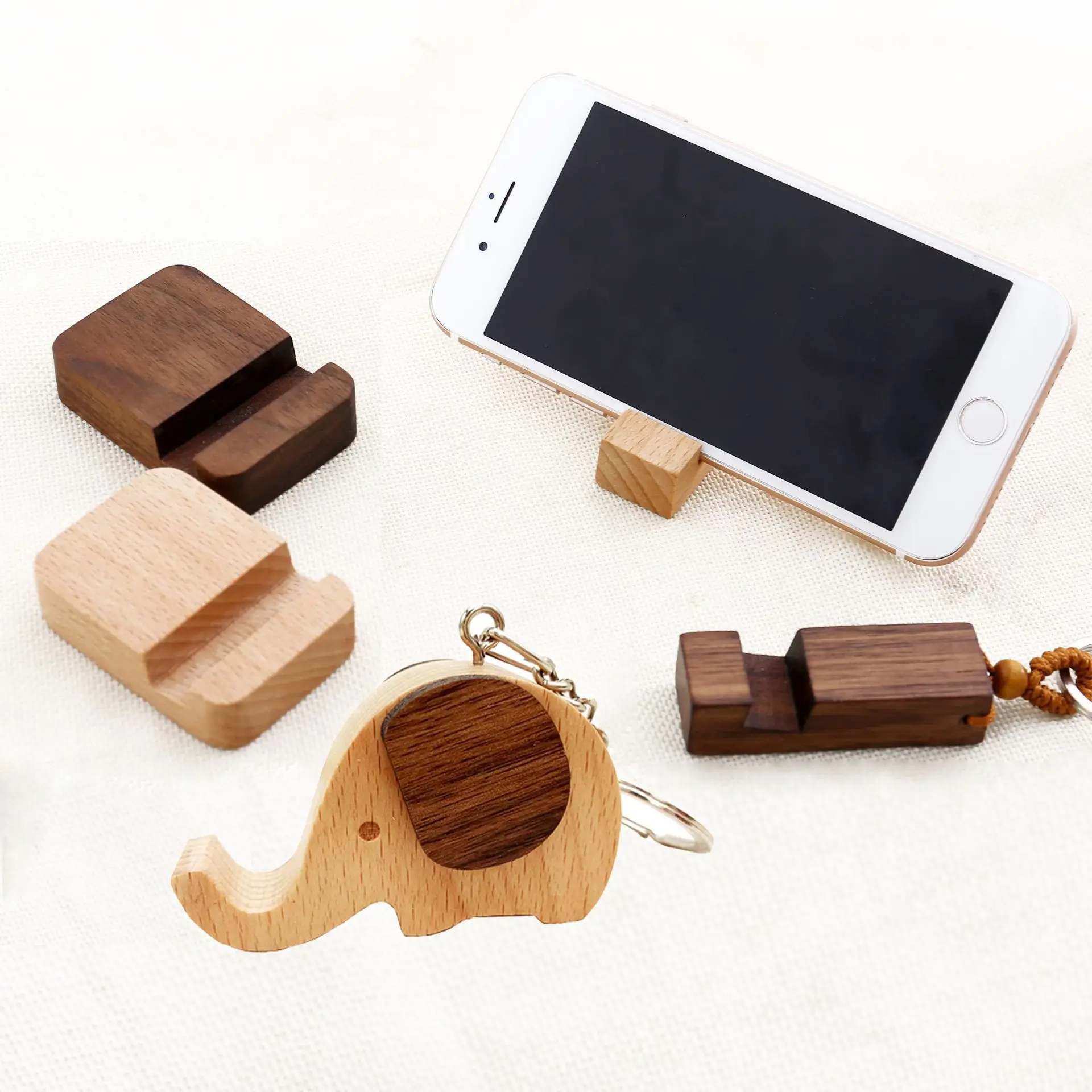 

log mobile creative personality small carry wooden phone support key chain