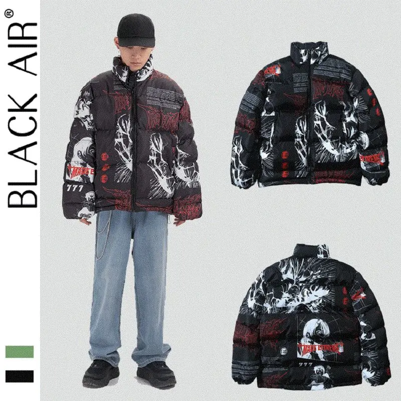 

NEW Hip Hop Jacket Parka Japanese Streetwear Men Windbreaker Harajuku Winter Padded Jacket Mens Women Quilted Coat Warm Outwear