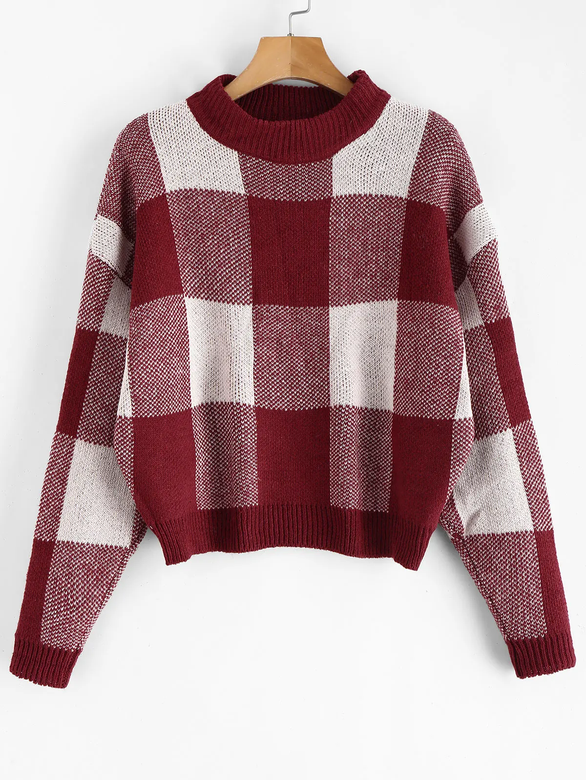 ZAFUL New Diamond Plaid Sweater Women Color Matching Harajuku Clothing Stretch Knit Pullover Casual Style Female Tops Autumn | Женская