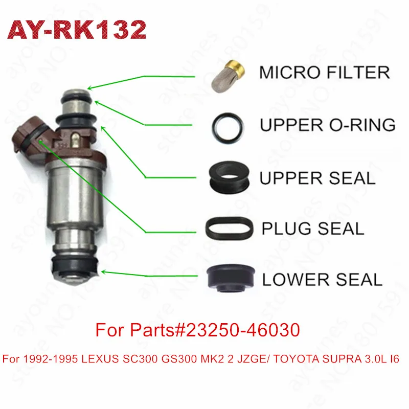 

25Sets Fuel Injector Repair Service Kits For LEXUS SC300 GS300 MK2 2 JZGE/ TOYOTA SUPRA 3.0L I6 Parts#23250-46030 (AY-RK132)