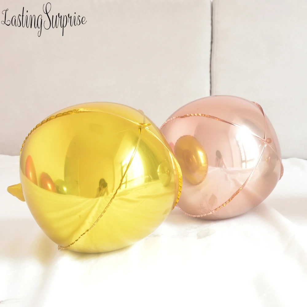 Шары из фольги 4D 2 шт. большие круглые шарики в форме сферы алюминиевая фольга