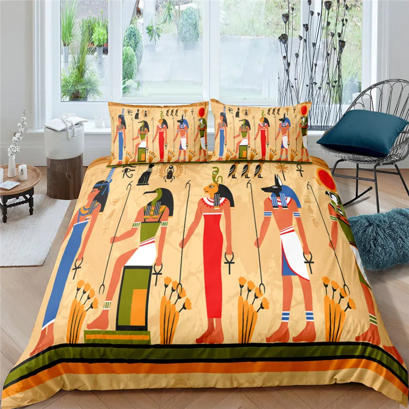 Комплект постельного белья в этническом египетском стиле пододеяльник с древней