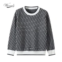 women geometric khaki knitted sweater casual houndstooth lady pullover sweater female autumn winter retro jumper c 272