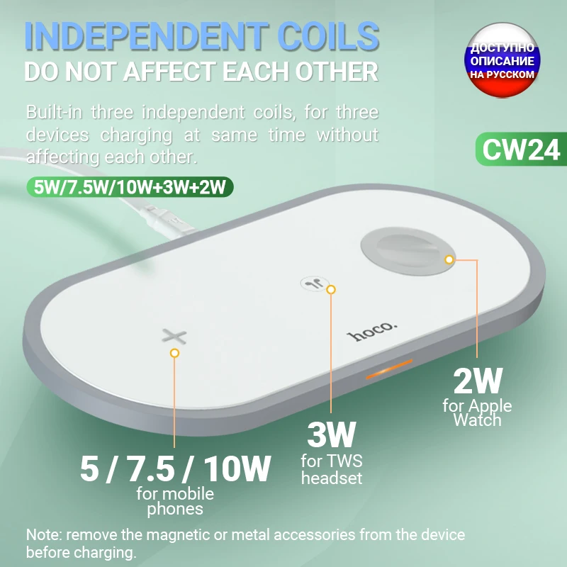 hoco fast wireless charger 5w 7 5w 10w 15w for iphone samsung headset watch qi charger desktop dock wireless charging pad led free global shipping