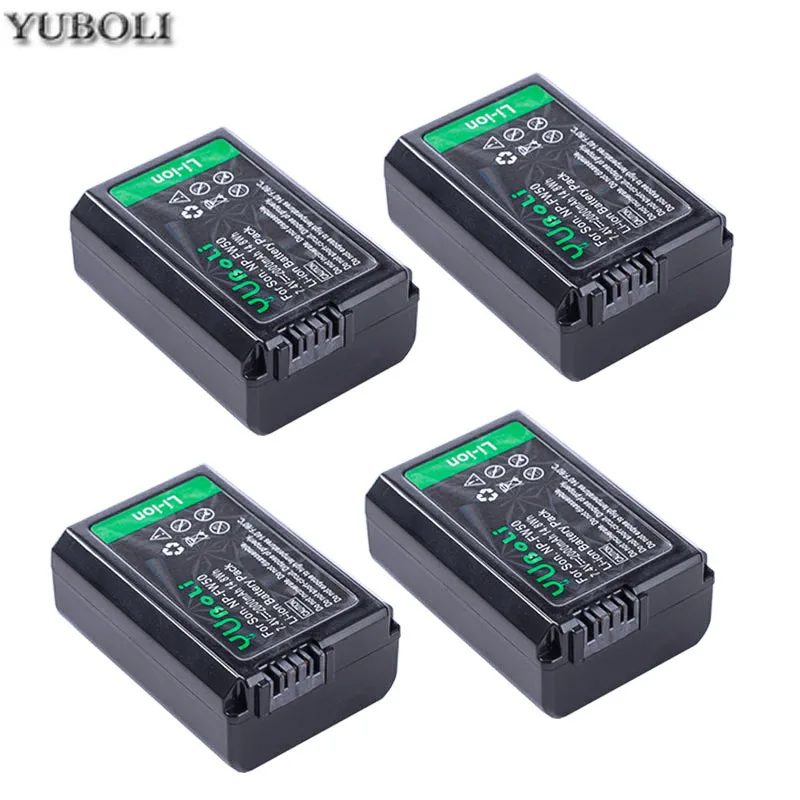 4 battery 4 шт. 2000 мА/ч, NP-FW50 NP FW50 Батарея+ светодиодный USB двойной Зарядное устройство для sony Alpha a6500 a6300 a7 7R a7R a7R II a7II NEX-3 NEX-3N NEX-5 - Цвет: 4 battery