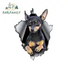 EARLFAMILY 13 см x 9,7 см Pinscher стикер на машину с собакой рваные металлические водостойкие 3D наклейки для автомобиля светоотражающие виниловые наклейки для собак