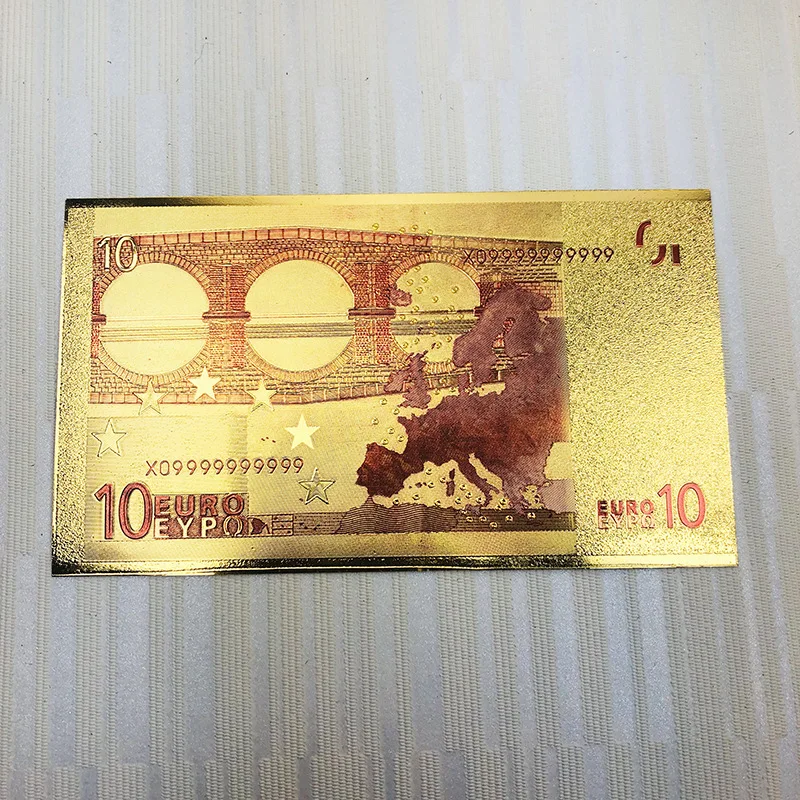 10 шт./лот цветные евро банкноты Золотая фольга сувениры бумажные деньги Шуточный