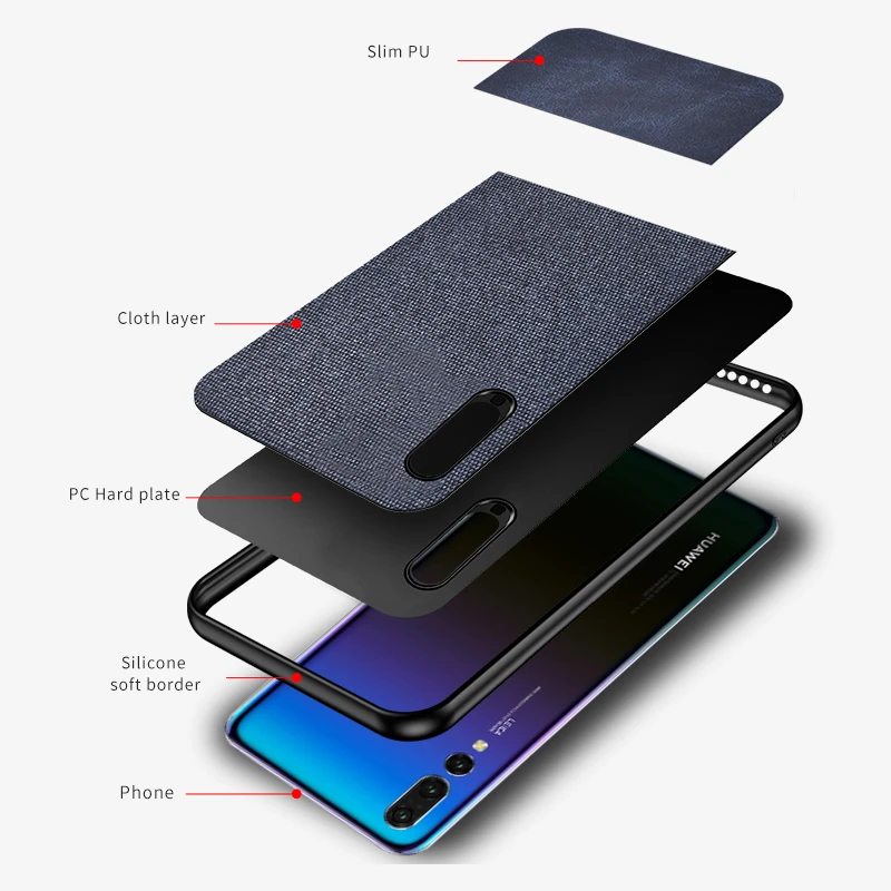 Fabric Coth Full Case For Huawei P30 P20 Mate 20 Pro Lite P20Lite Slim Silicon Back Cover P30Pro P30Lite |
