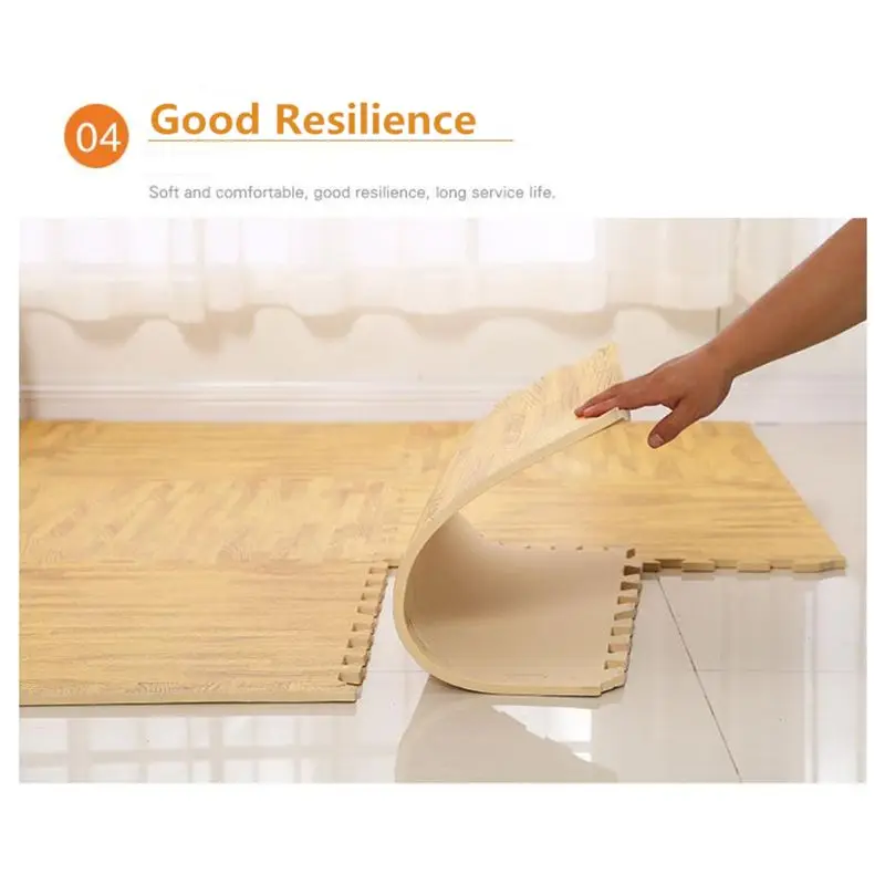

2021 New Soft Eva Foam Puzzle Crawling Mat;10pcs Wood Interlock Floor Tiles;Waterproof Rug For Kids,Living Room,Gym