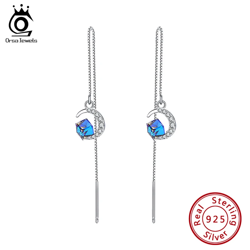 

ORSA JEWELS Cubic Crystal Drop Earrings 2021 Fashion Hanging Women 925 Silver Earrings Summer Jewelry Girls Party Gift SWE10