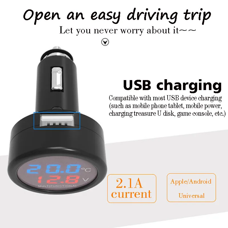 3 в 1 Автомобильное зарядное устройство автомобильный вольтметр