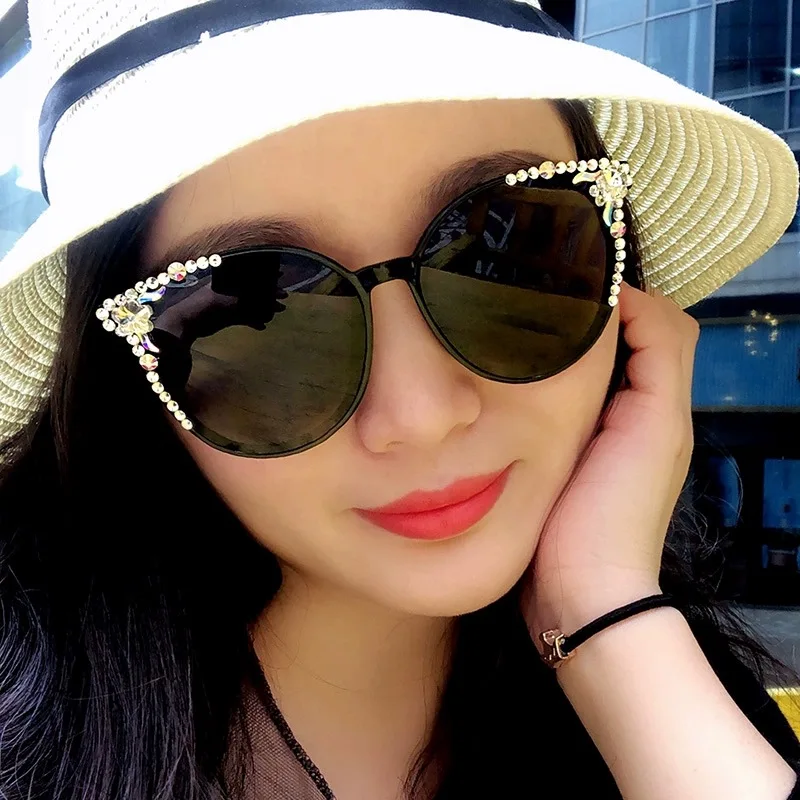 

Fashion Round Cat Eye Sunglasses Women Vintage Luxury Rhinestone Sun Glasses Retro Diamond Eyeglasses Uv400 Lentes De Sol Mujer