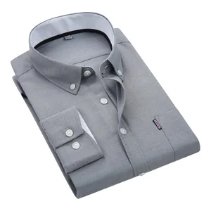 Мужская Однотонная рубашка из ткани Оксфорд с длинным рукавом DAVYDAISY, деловая Повседневная рубашка высокого качества, DS015