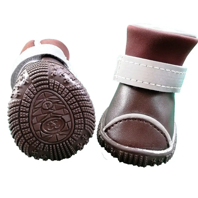 

Зимняя кожаная обувь от дождя для собак, мягкие водонепроницаемые теплые зимние ботинки, износостойкие Нескользящие ботинки для маленьких ...