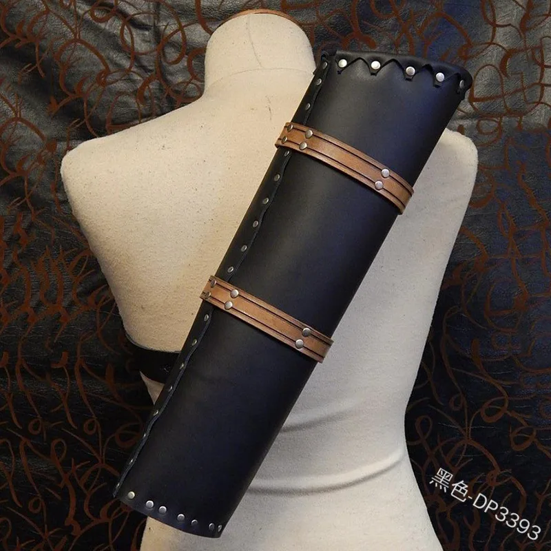 Колчан для стрел черного цвета дизайн с задней спиной из чистой кожи стрельбы