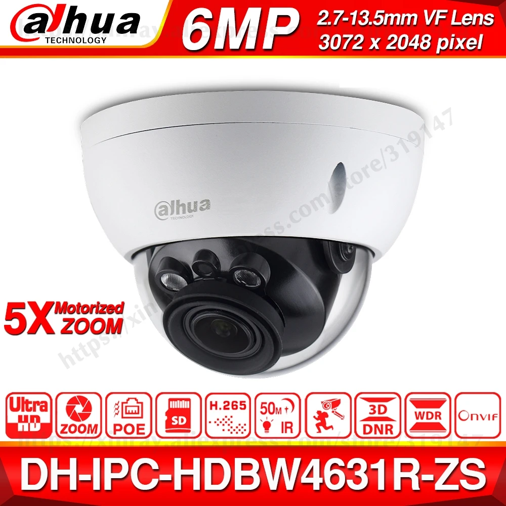 Dahua IPC-HDBW4631R-ZS 6MP IP камера CCTV POE моторизованный Фокус зум 50 м IR SD слот для карты сети CCTV камера H.265 IK10