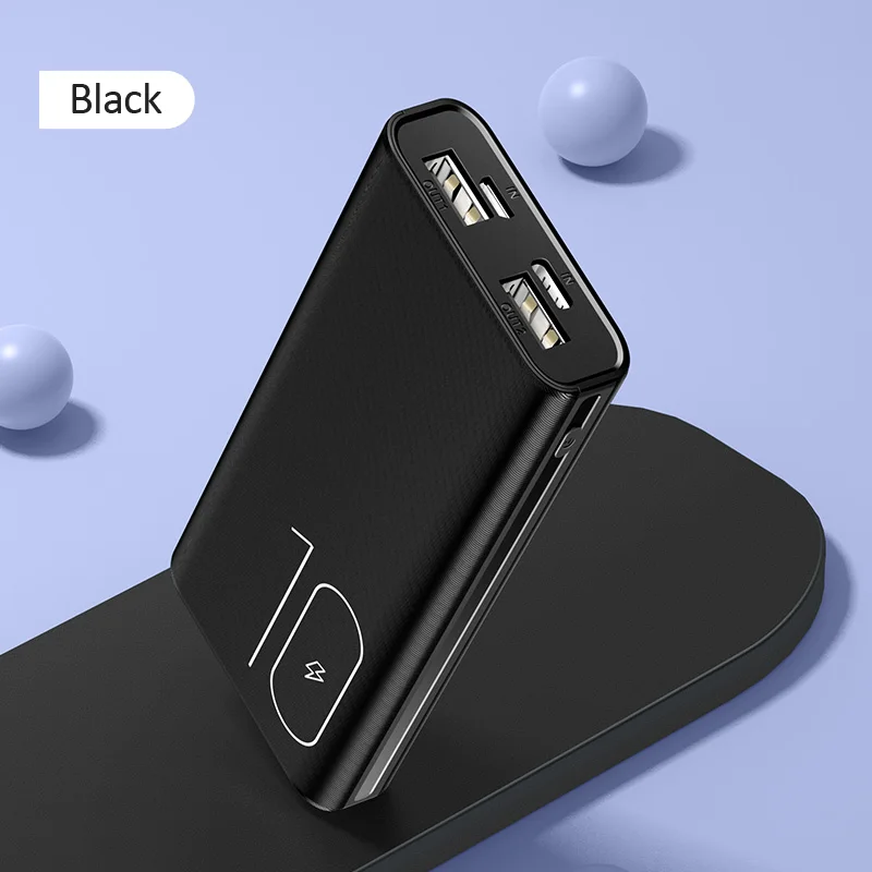 Black Внешний аккумулятор 10000 мА/ч для iPhone samsung, USAMS, внешний аккумулятор, повербанк, светодиодный дисплей, внешние аккумуляторы, быстрая зарядка, мини-Банк - Цвет: Black