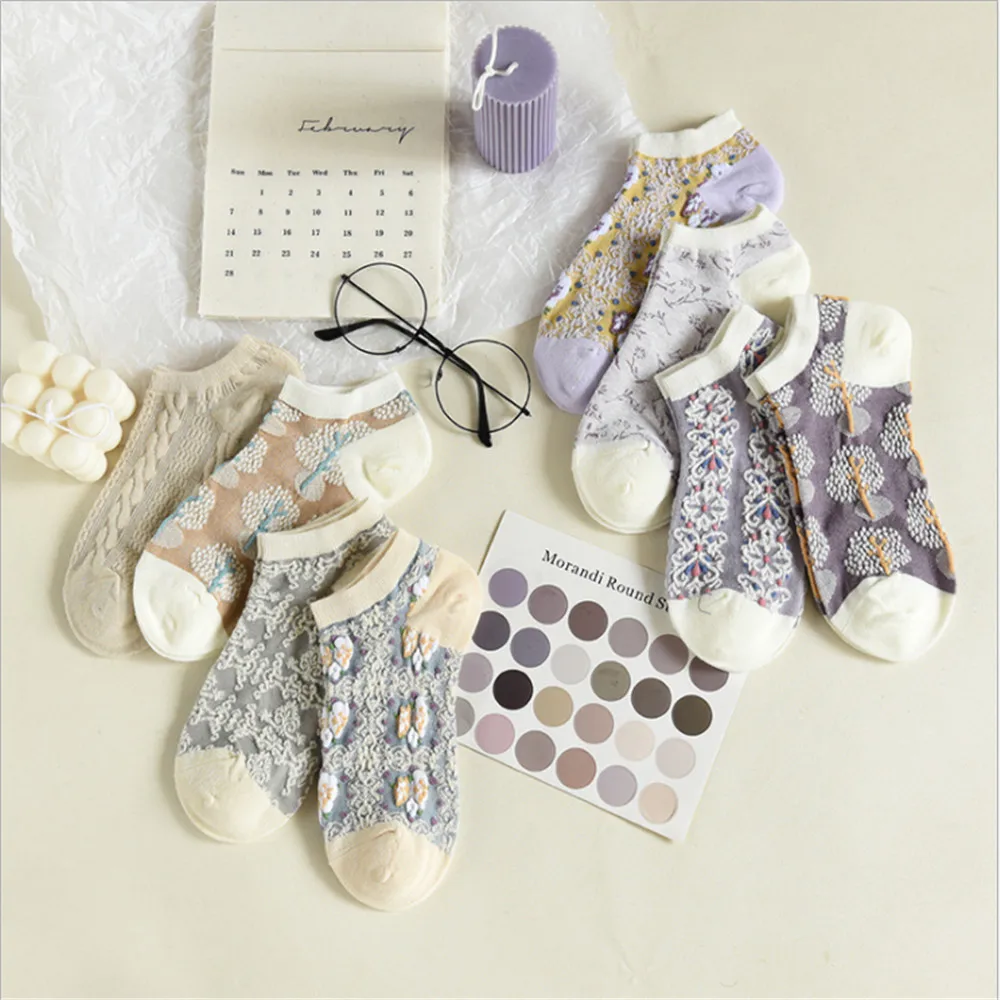 Носки женские в стиле ретро хлопок 4 пары | Женская одежда