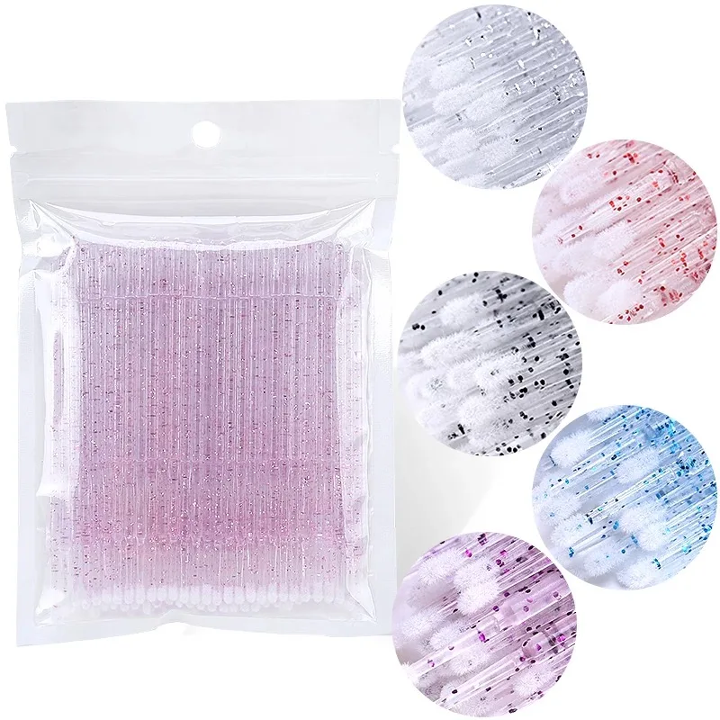 

500 pcs Glitter Sticks Durable Micro Brush Disposable Cotton Swab Eyelash Extension individual Applicators Mascara for Make Up